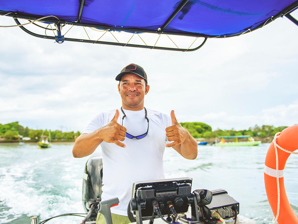 Marine professional assisting on dock